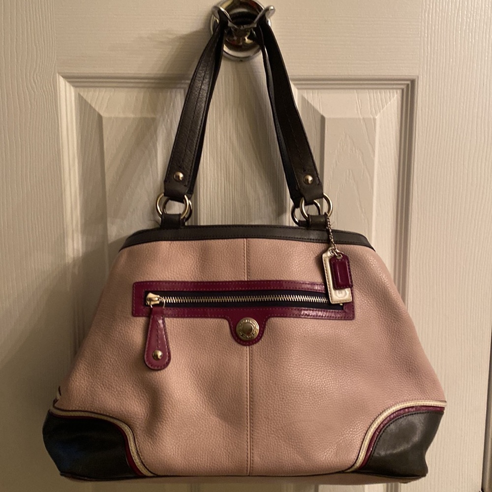 Multicolored authentic leather COACH handbag